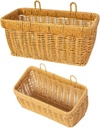 Cabilock 2pcs Elegant Faux Rattan Woven Baskets for Kitchen Multi Purpose Storage for Garlic Ginger Eggs Fruits Space Saving Organizer