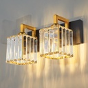 Modern Bathroom Vanity Light 2-Lights Black Gold Crystal Wall Lamp Bathroom Modern Crystal Vanity Lighting