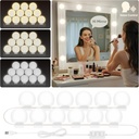 LED Vanity Mirror Lights with 12 Dimmable Bulbs,Adjustable Color & Brightness,Voice Control Mirror Makeup Light,USB Cable,for Vanity Bathroom Table Dressing Room 3Color (White, 12 Dimmable Bulbs)