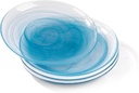 MAGCOLOR Dinner Plates Set of 4-10.2 Inch Glass Plates- The Dessert, Salad, Appetizer, Small Lunch, etc Plate, Microwave, Oven and Dishwasher Safe, Blue cloud mist style Dishes for Kitchen