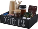 Coffee Organizer Station - Wooden Coffee Bar Tray with Removable Dividers - Kitchen Organization for Shop Outdoor Breakroom Snacks Restaurant Commercial Stirring