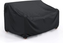 Patio Sofa Cover Waterproof - Heavy Duty 2-Seater Outdoor Couch Cover Patio Furniture Covers with Air Vent and Handles, 60" L×34" D×30" H, Black