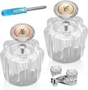 2pcs Shower Knob Replacement, Acrylic Shower Faucet Handle Hot and Cold Bathtub Knobs Bathroom Faucet Knobs Replacement Compatible with Delta/Delex/Peerless Faucets
