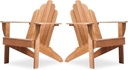 Cambridge Casual Lakeside Teak Wood Patio Adirondack Fire Pit Lounge Chair, Natural Teak, Set of 2