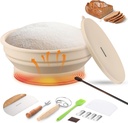 Sourdough Starter Warmer, 9 Inch Foldable Thermostatic Silicone Bread Proofing Basket, Adjustable Heating Sourdough Bread Baking Supplies with Lid