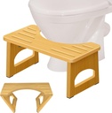 Foldable Toilet Stool, 7.5 Inch Poop Stool for Bathroom, Bamboo Toilet Stool Squat Adult, Collapsible Squatting Potty Stool with Non-Slip Strip - Improve Squatting Posture and Comfort, Wood