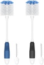 Amazer Bottle Brush Cleaner, Long Flexible Handle Bottle Brush Scrub for Water Bottles, Glasswares, Tumblers, Travel Coffee Mugs, 2 Pack