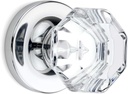 Passage Octagon Crystal Door Knobs Polished Chrome Round Rosette