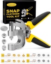 Leather Snaps and Fasteners Kit for Thicker Fabric w/Heights 6.3mm/5.3mm Metal Buttons, 40 Sets 15mm Snap Button Kit, Snap Fasteners Kit 2 Colors Heavy Duty Snaps for Canvas Clothes(BlackYellow)