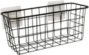 1pc Japanese Style Wall Mounted Storage Basket Adhesive Hooks Organizer for Kitchen and Bathroom Black Hanging Basket for Dry Food Crafts and Cleaning Products