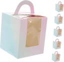 50pcs Cupcake Boxes Window Small Mousse Cake Packaging Containers for Bakery Portable Dessert Boxes for Events and Gradient Design