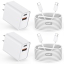 10FT iPhone 17/16e Fast Charger,2Pack 20W Dual Port USB C+A Power Adapter 10Foot Long USB C to C Fast Charging Cable Cord Quick Charging for iPhone 17 Air/17 Pro/17 Pro Max/16/16 Pro/15/15 Pro/Pro Max