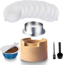 Coffee Capsule Refill Kit with 50pcs Aluminum Foil Seals, Stainless Steel Refillable Coffee Pods Kit Fill Your Own Coffee Pods Reusable Coffee Capsule Holder Kit