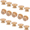 15 PCS Round Mushroom Shape Wooden Cabinet Knobs Drawer Pulls with Screw