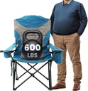 ARROWHEAD OUTDOOR Oversized XXL Portable Folding Camp Chair w/Glass & Cup Holders, Armrest Cooler, Heavy Duty Carry Bag, 600 lbs Weight Capacity