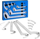 Adjustable Pin Spanner Wrench Set, 9pcs C Spanner Nut Wrench Tools with Changeable Round Heads, Coilover Hook Wrenches for Suspension System, Bearings, 3/4" to 6-7/10"