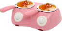 Dual Electric Chocolate Melting Pot Set 2 Distinct Gears Chocolate Fondue Set Cute Candy Making & Fondue Fountain Kit with Molds & Forks for Milk Chocolate Cheese Butter Candy