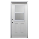 National Door Company Z000349R Fiberglass Smooth Primed, Right Hand in-Swing, Prehung Front Door, 1/2 Lite Venting 2-Panel, Clear Glass, 36" x 80"