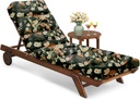 All Weather Chaise Lounge Cushions Outdoor Lounge Chair Cushion, Waterproof Memory Foam Chaise Lounger Chair Cushion for Outdoor Patio Furniture with Non-Slip Back and Ties, Green Floral