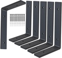 10 Inch Shelf Bracket Heavy Duty L Shelf Bracket 10 x 6 Inch Metal Shelf Bracket Wall Mounted Shelf Bracket Sturdy Support with Hardware, Black, 6 Pack