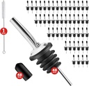 48 Pack Stainless Steel Bottle Pourers for Alcohol, Liquor, and Wine - Bar Accessories, Spouts for Bottles and Dispensers