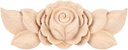 Mumusuki Wood Carved Appliques Onlay, 4Pcs Unpainted Rose Flower Carved Corner Onlay for Cupboard Cabinet Wall Dresser Decor