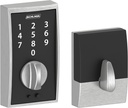 Schlage Touch Century Keypad Deadbolt, Electronic Keyless Entry Lock, Satin Chrome, BE375 CEN 626