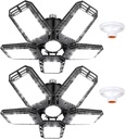 LED Garage Lights 2 Pack,Ceiling LED Shop Light 160W 16000LM 6500K Screw in Led Light with 5+1 Deformable Panels, Bright Led Lighting for Garage Workshop Basement Support E26/E27 Socket