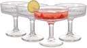 Vintage Coupe Glasses Set of 4, 7 oz Embossed Floral Crystal Martini Glasses – Ideal Long Stem Glassware for Champagne, Mixed Drinks, and Wine at Parties and Celebrations (Set of 4)