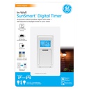GE SunSmart Digital In-Wall Timer - Daily ON/OFF Times, Programmable Settings, Sunset/Sunrise Presets, Vacation Security - White & Almond Light, Fan, Heater Switch - 32787