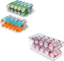 Rolling Soda Can Organizer and 2 Packs Clear Width Adjustable Soda Can Organizer
