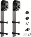 SMARTSTANDARD Sliding Barn Door Hardware Hangers 2pcs (Black) (J Shape Hangers)