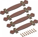 uxcell Leather Handle, 6.3" 4Pcs Surface Leather Furniture Handles, Door Handle Strap Suitcase Dresser Drawer Knobs Pulls Replacement, Brown