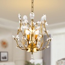 Ganeed Crystal Chandeliers,K9 Crystal Pendant Light with 3-Light Chandelier Lighting Fixtures,Ceiling Light for Living Room Bedroom Restaurant Hallway (Gold)