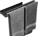 15inch Self Adhesive Hand Towel Holder/Towel Bar, Stainless Steel Rustproof Stick on Wall Rack for Bathroom/Kitchen Space-Saving, Square Adhesive and Screwed Wall Mounted for RV(Matte Black)