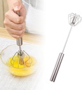 Semi Automatic Whisk,2024 New Egg Beater,Egg Mixer Spinner,Made Of 304 Stainless Steel,Press Down And It Will Automatically Rotate 360°,Saving Time And Effort,Suitable For Eggs And Cakes (10 inch)