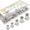 100Pcs Metric Rivet Nut Kit, Rivet Nuts Assortment M4 M5 M6 M8 M10, 304 Stainless Steel Rivnut, Flat Head Threaded Insert Nut, Knurled Body (VG30529)