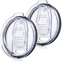 Tumbler Lid Replacement 2 Pack for 20 oz Tumblers - Compatible with Yeti Rambler & More 3.2" Mugs, Spill Proof and Splash Resistant Crystal Clear Sliding Lids, BPA-Free, Straw Friendly