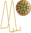 TR-LIFE 12 Inch Large Plate Stands/holder for Display - Metal Picture Frame Holder Stand + Small Easels for Platter, Book, Plaques, Photo, Tabletop Art (Gold 2 Pack)