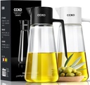 CCKO Glass Olive Oil Dispenser Bottle with Auto Flip Spout 19oz Olive Oil Bottle for Kitchen, No Drip Cooking Oil Dispenser for Soy Sauce, Syrup, Vinegar, Salad Dressing Container (Black)