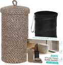 Jute Toilet Paper Storage Basket with Lid,Bathroom Toilet Paper Holder Stand for 3 Mega Rolls,Tissue Holder for Bathroom with Removable Waterproof Insert, 7"x7"x13.5"