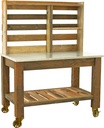 Potting Table Buffet Island Workbench Outdoor Patio Garden Furniture 5in Gold Metal Cast Iron Castors & Brakes