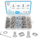 Yinpecly 200Pcs M5 T-Nuts Screws Kit, Hammer Head T Slot Nut for 2020 Series Aluminum Extrusion, M5 Hexagon Socket Screws, T Sliding Nut, Washers, Silver