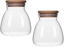 Yardwe 2pcs Transparent Glass Food Storage Jar Lid Airtight Nut Storage Kettle Glass Container for Snacks Cereal and Capacity
