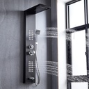 Delavin Multi Fuction Shower Panel, Shower Tower, Rainfall Waterfall Stainless Steel Shower Panel Tower System, Full Body Shower System with Body Jets, Tub Spout, Handheld Shower, Brushed Black