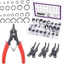 Swpeet 262Pcs 4 in 1 Snap Ring Pliers with 6 Sizes 4mm to 30mm Alloy Steel External Retaining Rings Internal Circlip Snap Retaining Clip Ring Assortment Kit for Pin Clips Internal External Repair
