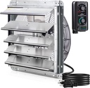 iLIVING 18" Wall Mounted Shutter Exhaust Fan, Automatic Shutter, with Thermostat and Variable Speed controller, 0.85A, 1736 CFM, 2600 SQF Coverage Area Silver (ILG8SF18V-ST)