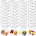 48 Pcs Snack Containers with Lids Double Compartment Cute Snack Container for Kid Adult Plastic Stackable Lightweight Bento Box for Refrigerator, Outdoor Takeaway, Travel(Clear)
