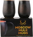 STAGLIFE 16 Oz Pure Copper Tumblers for Drinking Water Cups Mugs Glasses Set of 2, Solid Moscow Mule Hammered Tall Black Tumbler Cup Mug Glass with No Handle, Brushed/Large