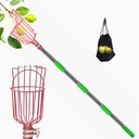 Fruit Picker Pole Tool 2.6-13 Foot Stainless Steel Extension Pole with Fruit Grabber Basket, Lightweight Fruit Picking Equipment for Getting Mango Lemon Orange Apple,13 ft